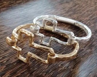 Hammered Cross Cuff Bracelet Gold or Silver