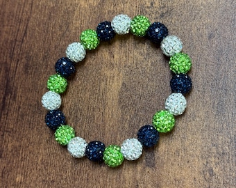 Bracelets bling bling perles couleurs de l'équipe Seahawks