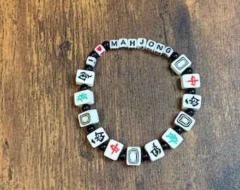 I Love Mahjong Beaded Bracelet