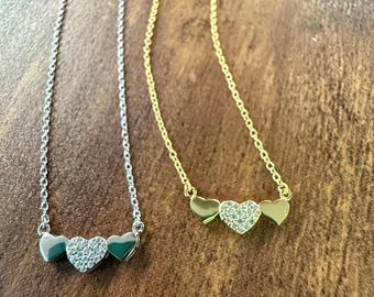 Collier trio de coeurs en argent sterling