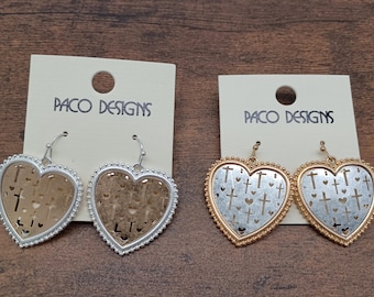 Boucles d'oreilles croix coeur en métal fantaisie