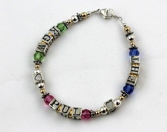 Initial Birthstone Style Mother's or Grandmother's Bracelet