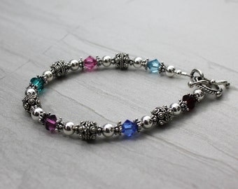 Sterling Silver and Swarovski Crystal Birthstone Bracelet