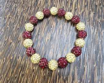 Bling Beaded Bracelet Garnet and Gold