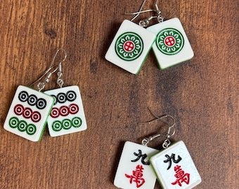 Red & Black Mahjong Tile Acrylic Earrings- 3 OPTIONS