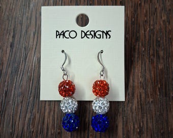 Red, White, and Blue Bling Earrings