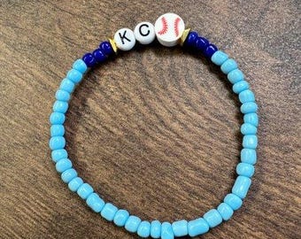 Two Tone Light Blue Baseball Bracelet KC or Royals