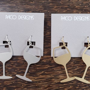 Fabulous Matte Gold or Matte Silver Wine Glass Earring