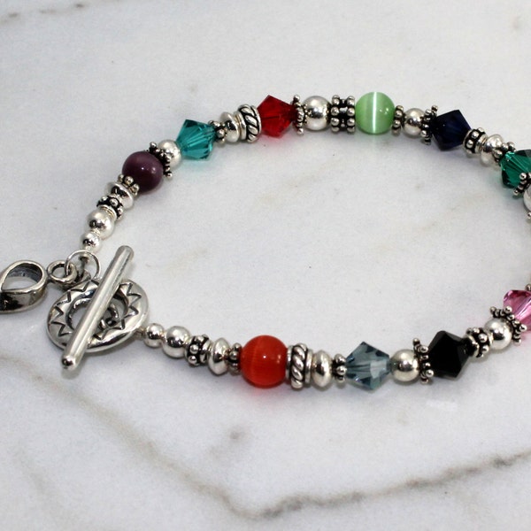 Sterling Silver Cancer Awareness Bracelet