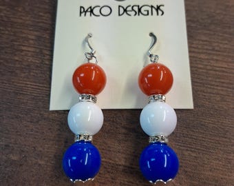 FUN Red, White, and Blue Beaded Earrings
