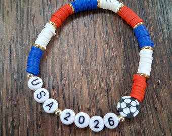 USA 2026 Soccer Heishi Beaded Bracelet