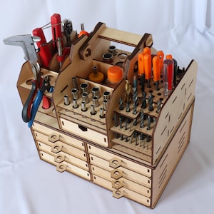 Tool Rack Plywood, Tool Storage Rack, Handcrafted Wooden Tool Holder, Handcrafted Wooden Tool Holder, Multi-Purpose Tool Organizer