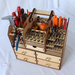 Tool Rack Plywood, Tool Storage Rack, Handcrafted Wooden Tool Holder, Handcrafted Wooden Tool Holder, Multi-Purpose Tool Organizer