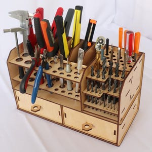 Tool Rack Plywood, Tool Storage Rack, Handcrafted Wooden Tool Holder, Multi-Purpose Tool Organizer, Оrganizer for a radio amateur