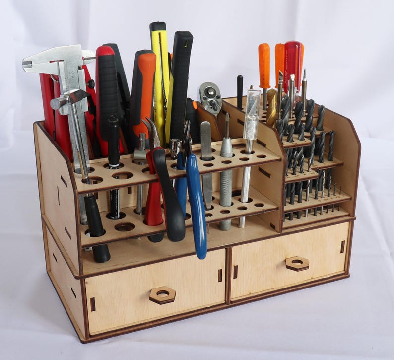 Tool Rack Plywood, Tool Storage Rack, Handcrafted Wooden Tool Holder ...