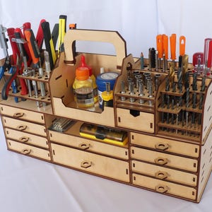 Tool Rack Plywood, Tool Storage Rack, Handcrafted Wooden Tool Holder, Handcrafted Wooden Tool Holder, Multi-Purpose Tool Organizer