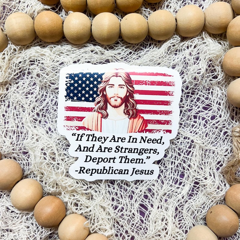 Republican Jesus Sticker: Anti-Trump Waterproof Vinyl Decal immagine 1