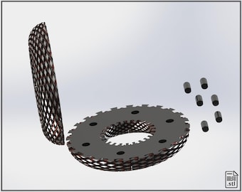 Rodin Coil Torus .STL 180mm. x 56mm. Diameter Coil |Two Halves 6 x Pins | iToroid Vortex Wave Field Generator | PEMF Coil 2 x 24 groves