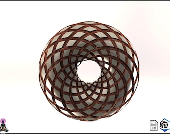Rodin Coil Torus .STL | 2inch 50mm. x 23mm. Diameter Coil | iToroid Vortex Wave Field Generator | PEMF Coil 2 x 12 groves