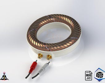 Rodin Coil Torus .STL 136mm. x 24mm. Diameter with Base | 3D File STL | iToroid Vortex Wave Generator | PEMF 5 x 10 groves
