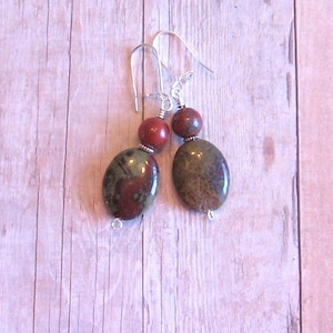 Green and Red Rhyolite Earrings