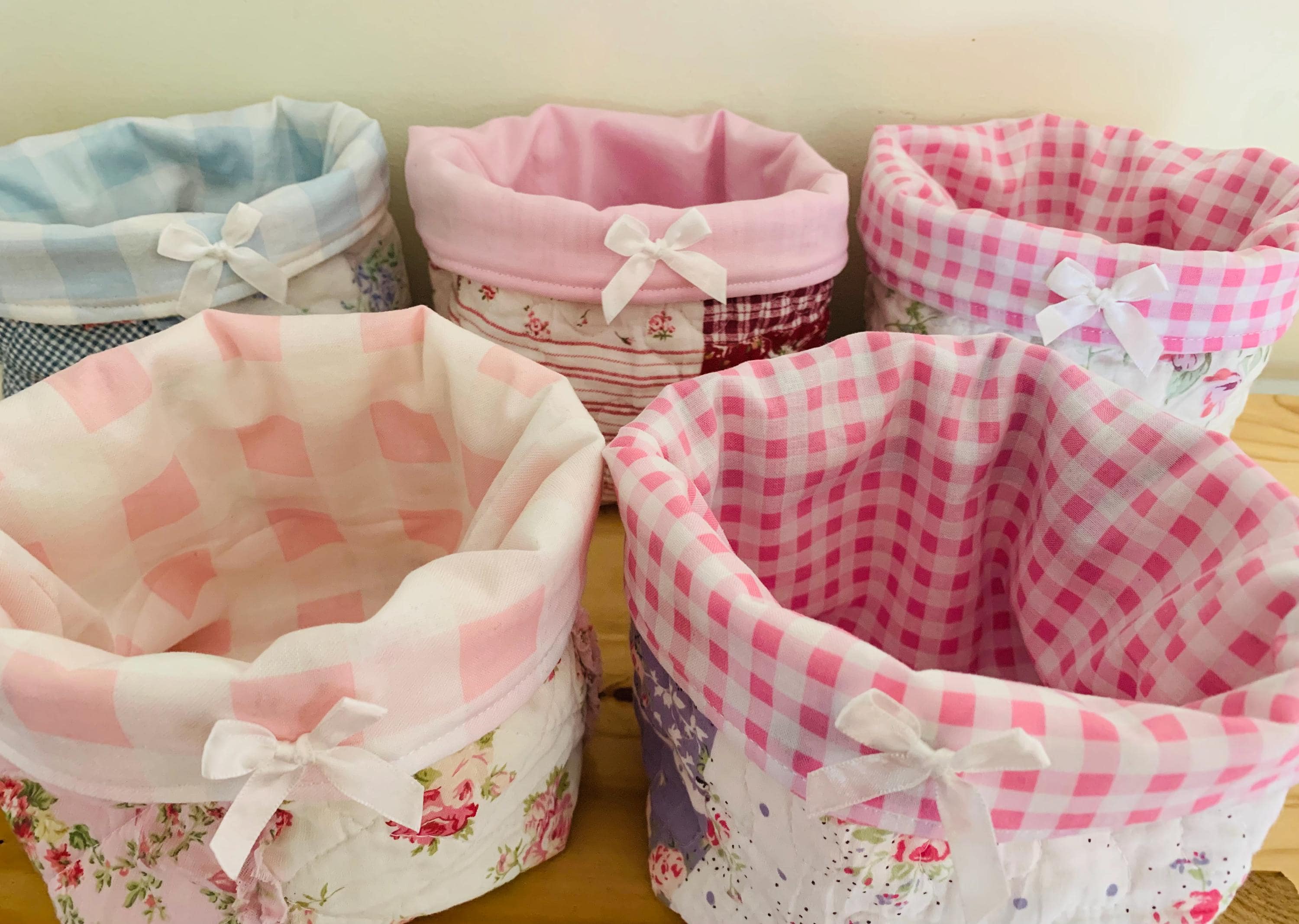 Quilted Fabric Buckets Storage Patchwork Desk Organizers for Teachers ...
