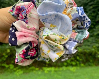 Patchwork Scrunchie Handmade Plaid Hair Tie