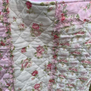 Vintage Tote Bag Pink Floral Quilted Purse Patchwork Pink and Rose Coquette Bag