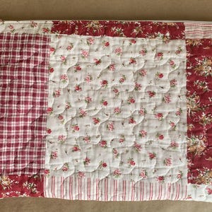 Quilted Bible Cover Bible Bag Quilted Shabby Chic Bible Sleeve Christian Gift for Women Red and White