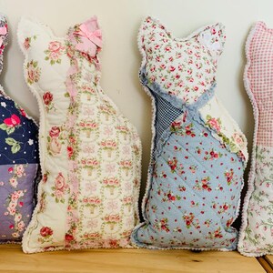 Quilted Cat Pillows Patchwork Floral Pet Pillows for Cat Lovers image 4