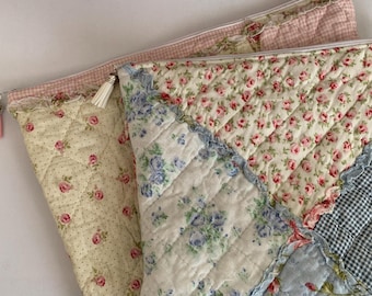 Quilted Floral Bible Cover, Shabby Chic Book Sleeve