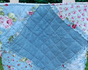Patchwork Quilted Tote Bag: Shabby Chic Floral Cotton Everyday Carryall