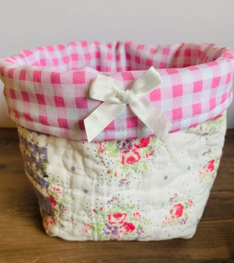 Quilted Fabric Buckets Storage Patchwork Desk Organizers for Teachers ...