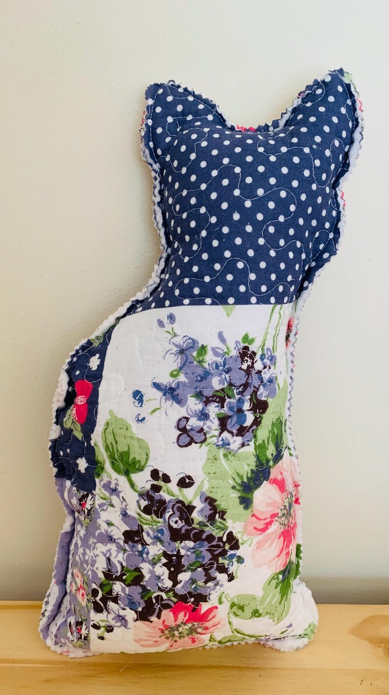 Quilted Cat Pillows Patchwork Floral Pet Pillows for Cat Lovers image 9