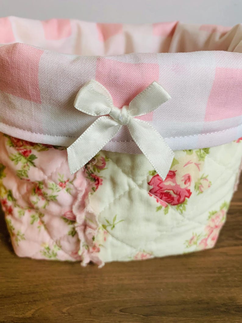 Quilted Fabric Buckets Storage Patchwork Desk Organizers for Teachers ...