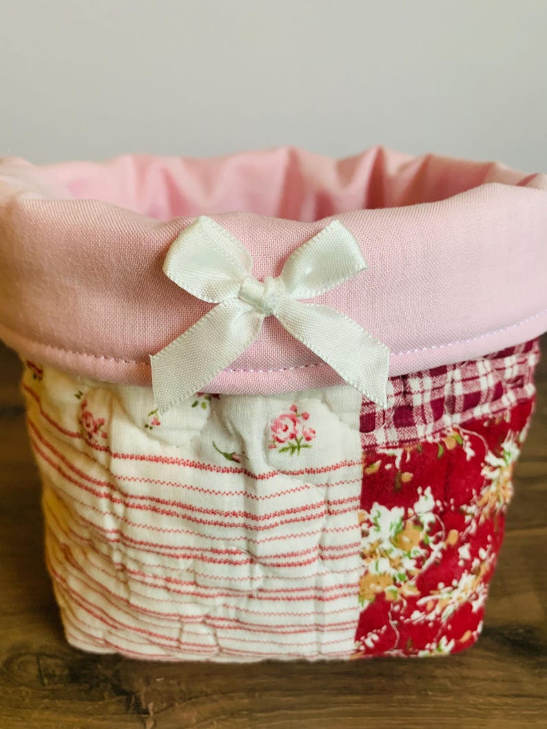Quilted Fabric Buckets Storage Patchwork Desk Organizers for Teachers ...