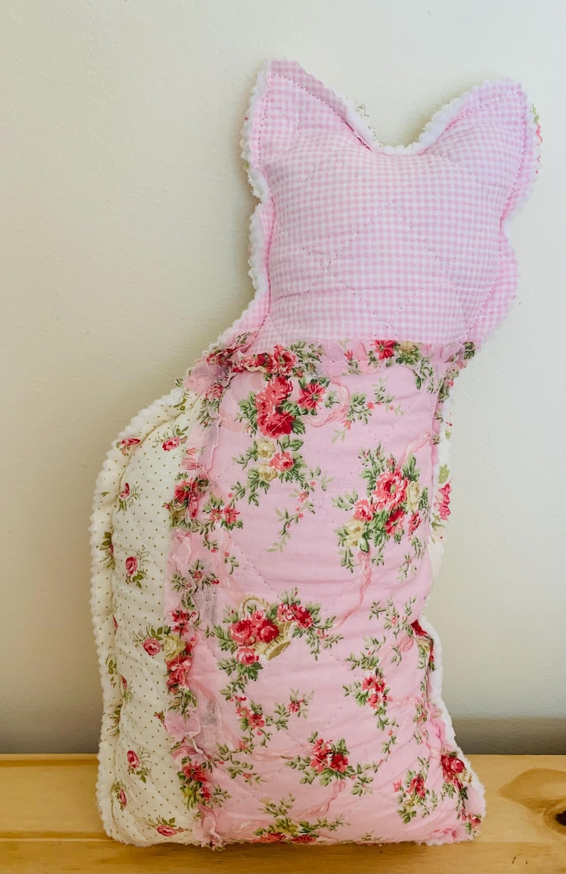 Quilted Cat Pillows Patchwork Floral Pet Pillows for Cat Lovers image 6