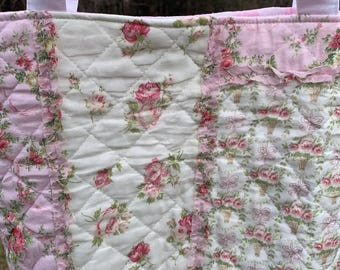 Patchwork Tote Pink Quilted Cottagecore Bag for Women and Teens