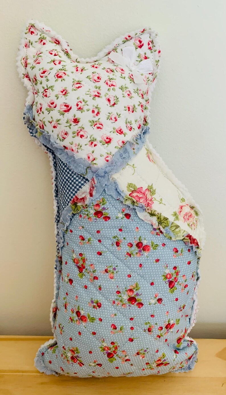 Quilted Cat Pillows Patchwork Floral Pet Pillows for Cat Lovers image 7