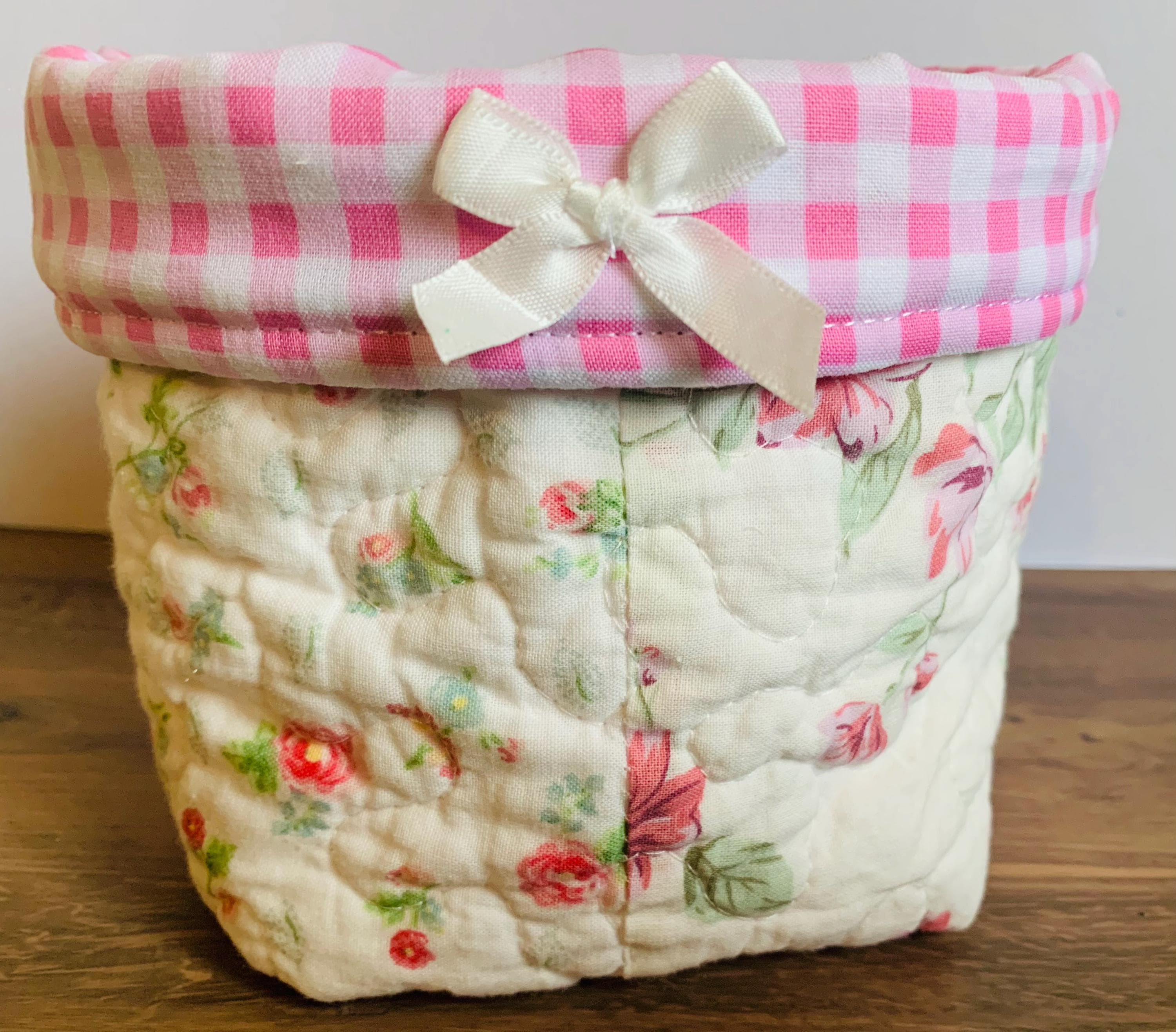 Quilted Fabric Buckets Storage Patchwork Desk Organizers for Teachers ...