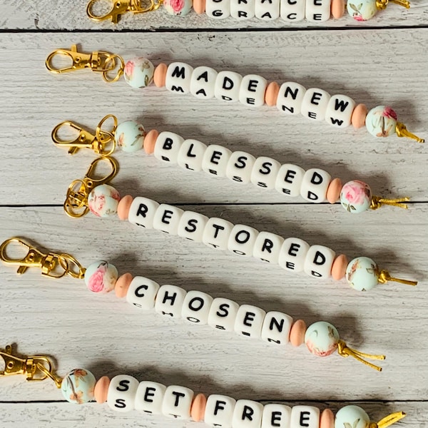 Faith Keychain Handmade Name Custom Bag Charm Encouragement Gift for Friend