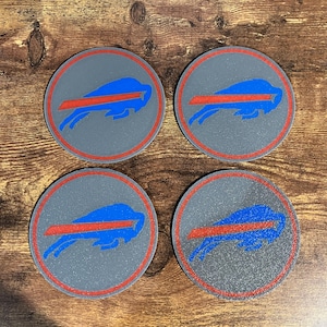 Juego de posavasos inspirado en los Buffalo Bills (juego de 4) / Regalo para fanáticos de los deportes