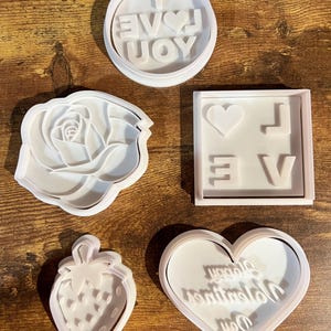 Valentine's Day Cookie Cutters: Heart, Rose, Love Stamps