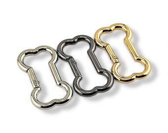Bone Spring Ring Add On – Black Gold Silver Metal Hardware Upgrade for Dog Collars – Bone Clip Accessory for Tags – Collar Attachment Option