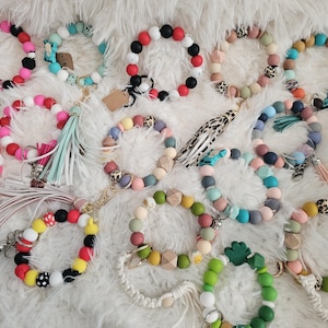 Personalized Silicone Beaded Wristlet/ Keychain