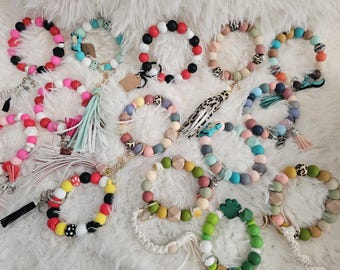 Personalized Silicone Beaded Wristlet/ Keychain