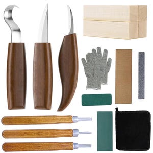 15 Piece Hand Wood Carving Chisel Set, Professional Woodworking Tools Kit UK