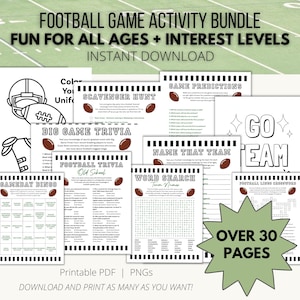 Football Activity Printable Bundle | Printable football activities | Football printables | Superbowl Games | Family football activities