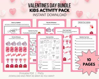 Actividades de San Valentín para niños imprimibles / Juegos divertidos de San Valentín para fiestas y aulas / Descarga instantánea / Juegos para niños / Descargables
