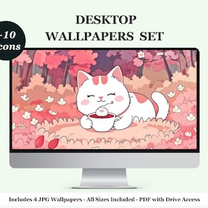 Kawaii Desktop Wallpaper, Desktop Wallpaper Set, Cozy Desktop Wallpaper, Cute Desktop Wallpaper, Kawaii Bunny Desktop Wallpaper